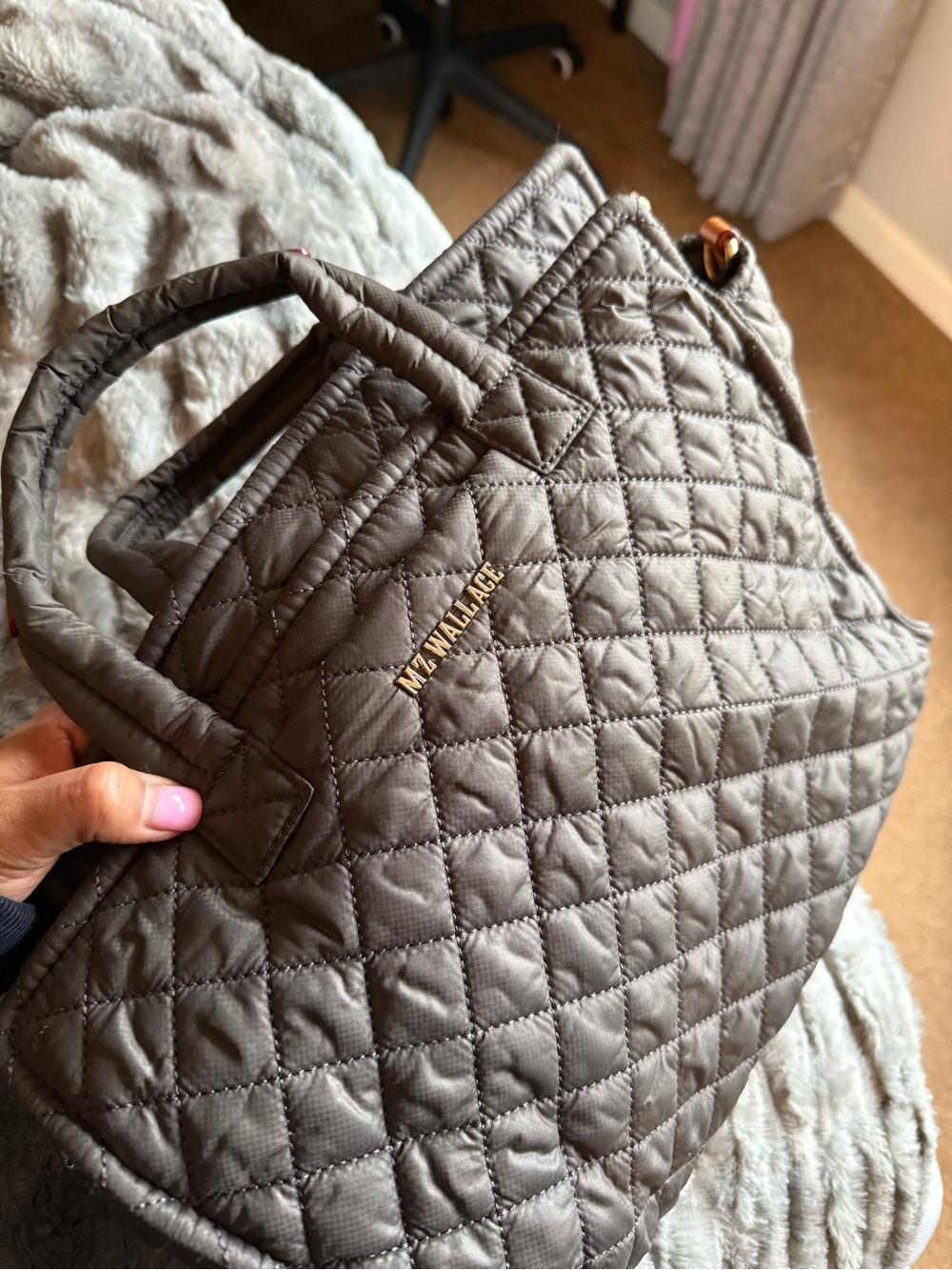 MZ Wallace Quilted Tote in Gray - Picture 7 of 8